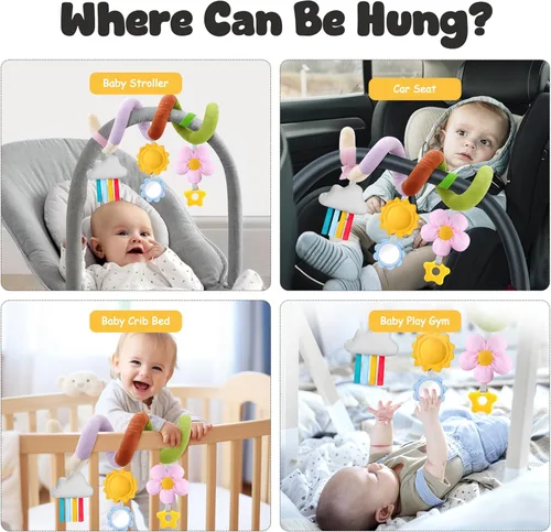 Miniatura 7 de Stuffed Juguetes en espiral para asiento de automóvil para bebé, los mejores regalos para recién nacidos, artículos esenciales suaves para bebés