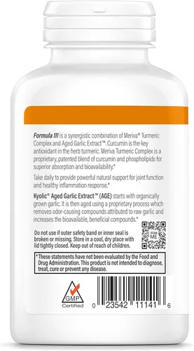 Miniatura 4 de Kyolic Fórmula 111 de extracto de ajo envejecido, respuesta saludable a la inflamación*, curcumina, 100 cápsulas