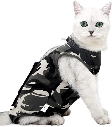 Traje de recuperación para gatos para heridas abdominales o enfermedades de la piel, mono para gatos hembras después de la cirugía, traje de