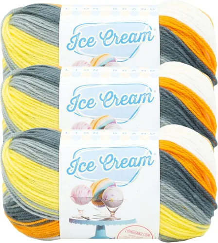 Miniatura 39 de Lion Brand Yarn, Hilo para Bebé Ice Cream para tejer, ganchillo y manualidades, Baseball Nut, 1 paquete, fibra acrílica colorida de peso DK