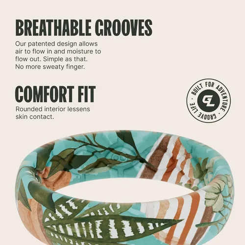 Miniatura 3 de Groove Life Aspire - Anillos de boda de siliconagoma, transpirables, con diseño único y de ajuste cómodo para mujer