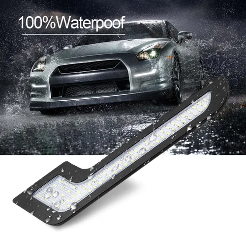 Miniatura 3 de luces diurnas LED luz blanca en forma de L tiras 72 SMD lente de cristal con etiqueta trasera 12 V DRL 6 W DIY lámpara LED 100% impermeable, 1 año