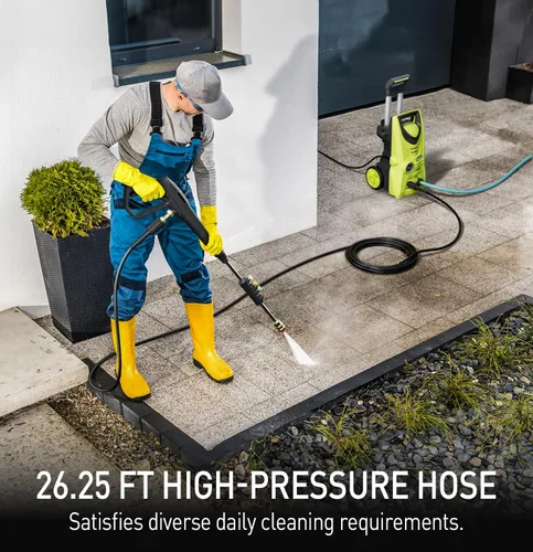 Miniatura 5 de Lavadora a presión eléctrica, limpiador a presión de 2030 PSI con junta giratoria mejorada, 4 puntas de boquillas de manguera de 26 pies
