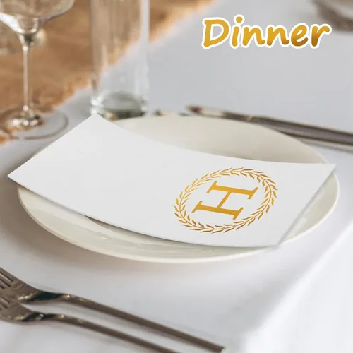 Miniatura 4 de 100 servilletas desechables con monograma de oro, toallas de mano decorativas con letra H, servilletas de cena para invitados, toallas de mano