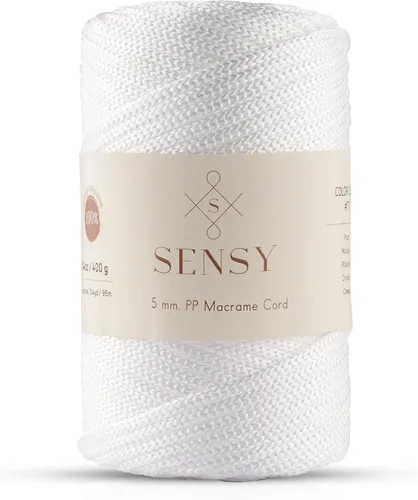 Miniatura 34 de Sensy - Cuerda de poliéster prémium de 0.197 in, 104 yardas, 100% polipropileno, cordón de macramé de 0.197 in, cuerda de ganchillo para bolsa