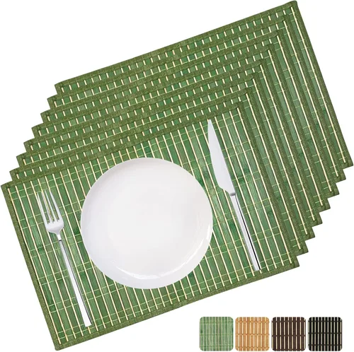 Miniatura 13 de Set of 8 Bamboo Slats Placemat Modern Placemats Natural Anti-Slip Bamboo Placemats Washable Heat-Resistant Table Mats for Kitchen Dinning Room Table
