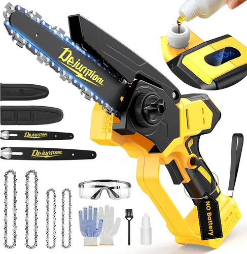 Mini motosierra inalámbrica compatible con batería Dewalt de 20 V máximo, motosierra eléctrica pequeña de 6 y 8 pulgadas, sin escobillas, engrasador