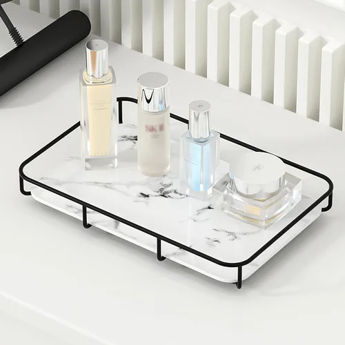 Miniatura 20 de Organizador de baño, organizador de perfumes, organizador de maquillaje, estante de almacenamiento de cosméticos, bandeja de tocador de acero 2