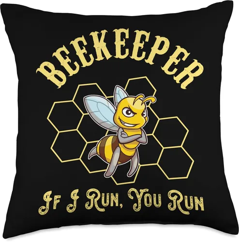 Nature Cute Natural World Bears Forest Zoo Funny Run Humorous Beekeeper Sayings Jokes Throw Pillow, 18x18, Multicolor
