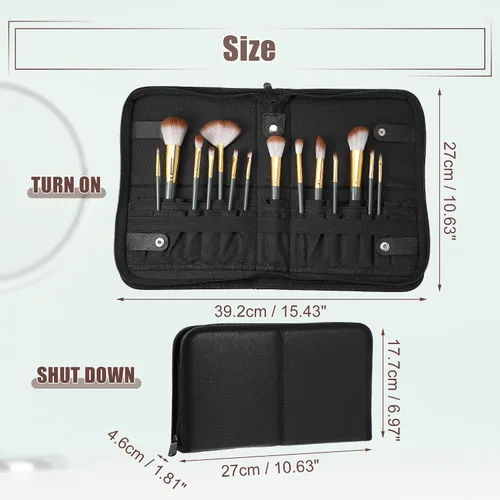 Miniatura 5 de VOCOSTE Soporte plegable para brochas de maquillaje, 29 bolsillos organizador de brochas de maquillaje, bolsa de viaje para brochas de maquillaje