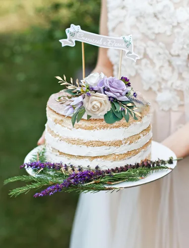 Miniatura 3 de CherishedMoments Juego de 3 adornos para tartas, decoración de flores artificiales para boda, decoración de tartas moradas para boda, aniversario