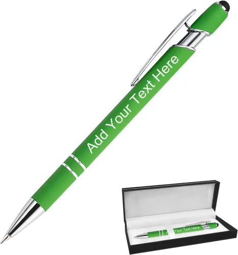 Miniatura 14 de Bolígrafos personalizados a granel grabados personalizados con punta de lápiz capacitivo, bolígrafos personalizados de tinta negra, regalos