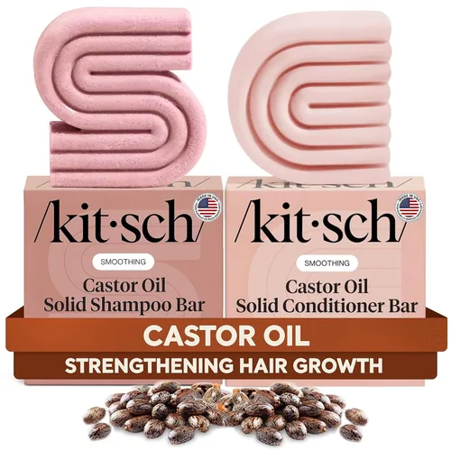 Miniatura 16 de Kitsch Set de champú y acondicionador en barra tonificante púrpura para rubias y cabello teñido – con biotina para fortalecer y neutralizar