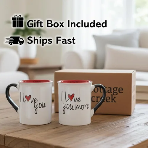 Miniatura 3 de Cottage Creek Tazas Juego de 2 tazas de café de cerámica de 16 onzas Tazas de café I Love You More para hombres y mujeres Perfecto compromiso