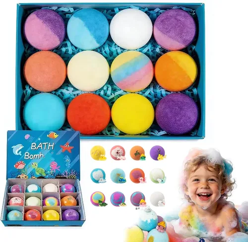Bombas de baño para niños, juguete de baño Bubble Buddies, bombas de baño naturales para niños con mega burbujas y sorpresa en el interior, sorpresa