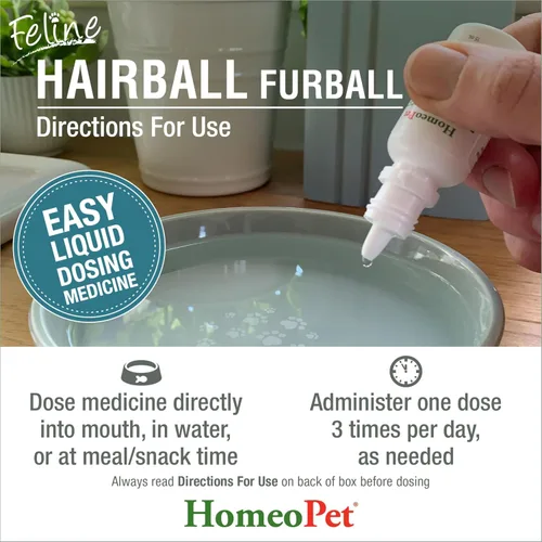 Miniatura 5 de HomeoPet Feline Hairball Furball Suplemento seguro y natural para gatos, alivio de bolas de pelo de gato, 0.5 fl oz