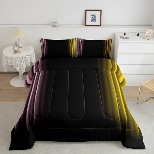 Miniatura 10 de Feelyou Juego de edredón geométrico degradado para adolescentes, tamaño individual, para niños y mujeres, azul, rojo y negro, juego de ropa de cama