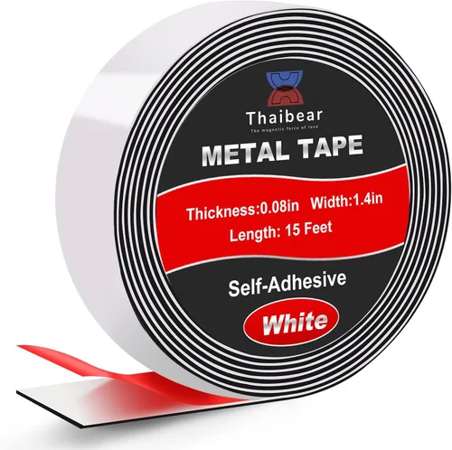 Miniatura 7 de Thaibear Cinta Metálica para Imanes (1.4'' Ancho x 1.5 m Largo) Tiras Metálicas Flexibles Autoadhesivas, Cinta de Hierro Adhesiva Tiras de Metal