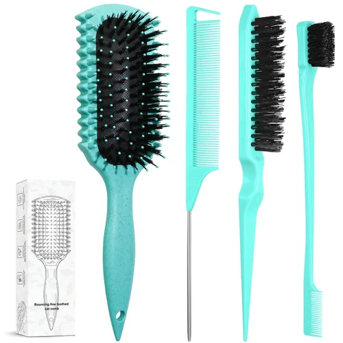 Miniatura 11 de Cepillo para definir rizos, productos de cepillo para cabello rizado con juego de 3 cepillos para peinar hacia atrás con cerdas, juego de cepillo