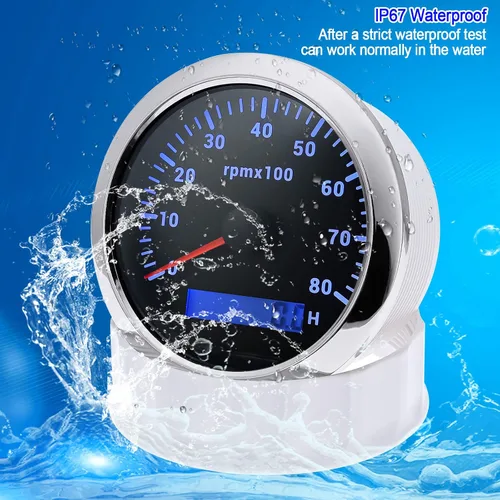 Miniatura 5 de ARTILAURA Tacómetro para Barco Tacometro 85mm 3-3/8" 7 Color LED 8000 RPM Medidor para Coche AUTO Marino Camión 9-32V (Negro & Plata)