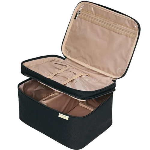 NISHEL Bolsa Grande de Maquillaje de Viaje de Doble Capa para Mujeres, Estuche Cosmético, Organizador para Accesorios de Tamaño de Viaje, Botellas,