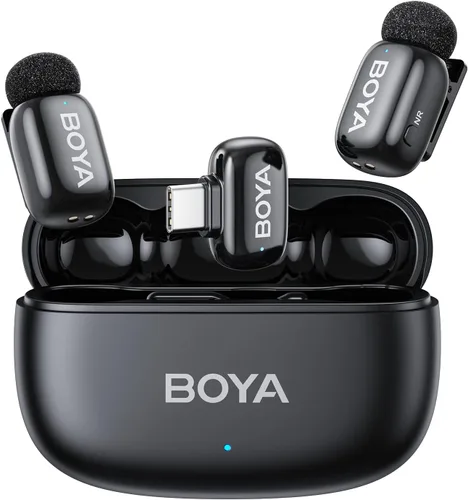 Miniatura 13 de BOYA Mini 2 Micrófono inalámbrico Lavalier para iPhone 15-17/Android, cancelación de ruido, control de aplicaciones, 48 kHz/24 bits, mini micrófono