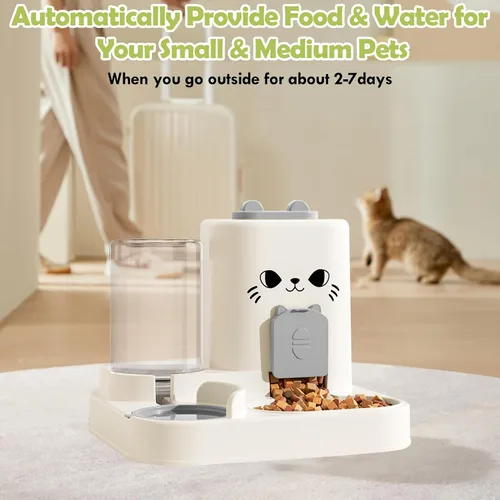 Miniatura 7 de Alimentador automático para mascotas de 1.6 L y dispensador de agua de 0.6 L, dispensador automático de alimentos y agua para gatos, alimentador por
