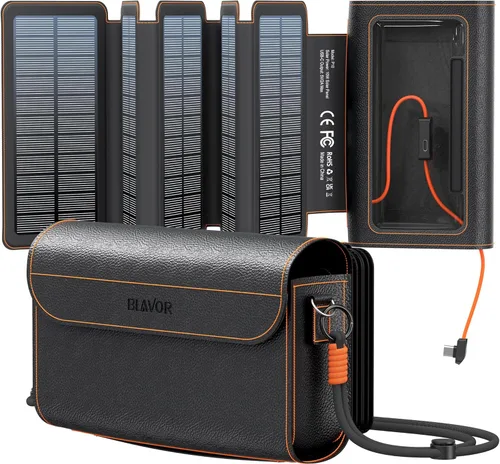 Miniatura 11 de BLAVOR Cargador solar de 30 W USB-A QC3.0 24 W USB-C DC 30 W Salidas, panel solar plegable para camping, IPX4 impermeable, cargador de batería solar