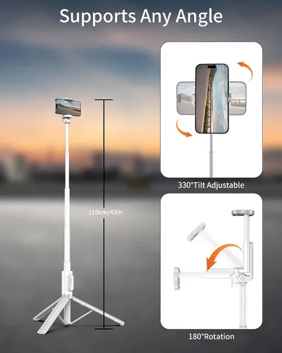 Miniatura 3 de Trípode para selfie Stick – Trípode para iPhone con control remoto, soporte ligero para teléfono Android, soporte extensible compatible con todos