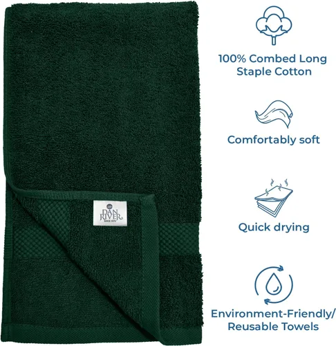 Miniatura 3 de DAN RIVER Paquete de 6 toallas de mano premium (16x28 pulgadas) - 100% algodón, toallas ultra suaves, ligeras, altamente absorbentes para baño, spa