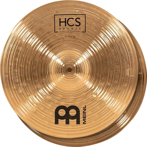 Miniatura 11 de HCS - Platillos Hihats (Hi Hat) para batería de 15 pulgadas, pares, fabricados en Alemania, latón medio tradicional, 2 años de garantía