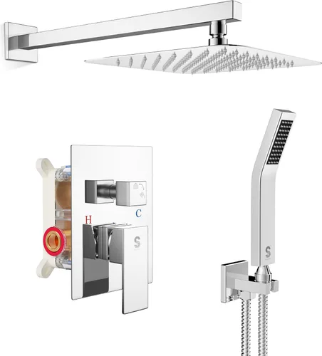 Miniatura 48 de SR SUN RISE ORB - Juego de cabezal de ducha cuadrado y mango de lluvia, accesorios de ducha montados en la pared, kits de reparación de grifo