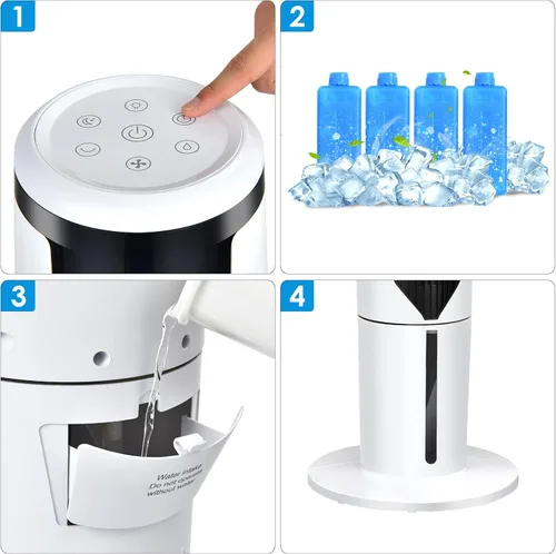 Miniatura 9 de ARLIME Enfriador de aire evaporativo, ventilador de torre de enfriamiento portátil 3 en 1 con control remoto, oscilación de 70°, 3 velocidades