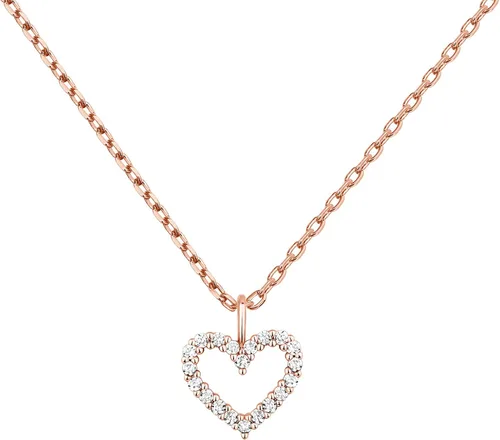 Miniatura 26 de PAVOI Collar de corazón chapado en oro de 14 quilates con circonita cúbica Bonitos collares con colgante de amor delicado para mujer