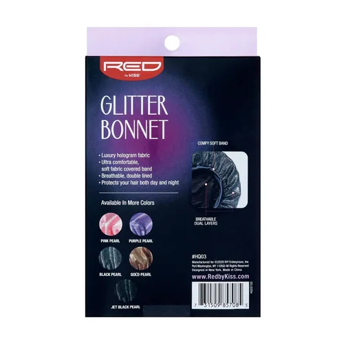 Miniatura 5 de Red by Kiss Gorro con purpurina de alta calidad para dormir, Negro