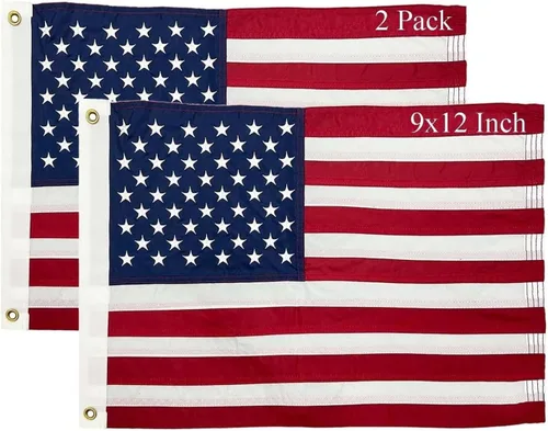 Miniatura 12 de Bandera estadounidense de 10 x 15 pulgadas para exteriores, bandera de Estados Unidos resistente al aire libre, estrellas bordadas de poliéster