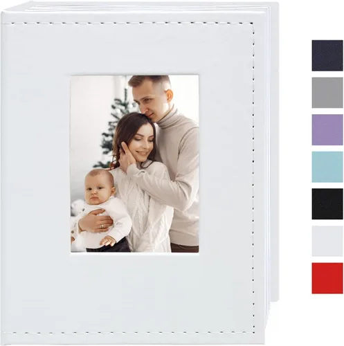 Miniatura 38 de Álbum de fotos pequeño de 4 x 6 pulgadas, paquete de 2 libros de fotos de cuero, cada mini álbum de 26 páginas tiene capacidad para 52 fotos, Rojo