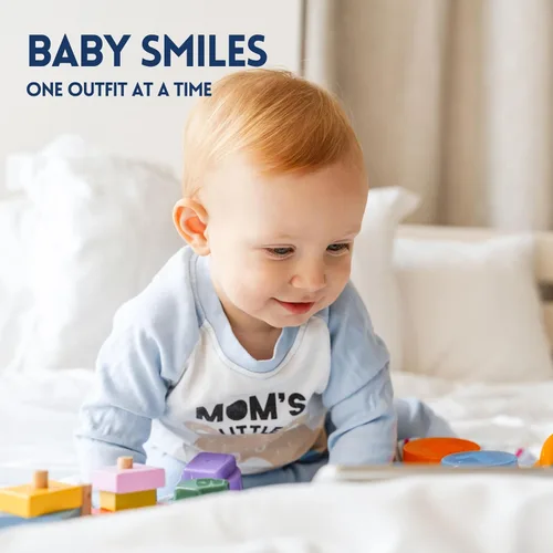 Miniatura 6 de Tiny Tots Conjunto de ropa de bebé de 3 piezas para recién nacido con pantalones + manga larga + gorro Ropa de bebé niño