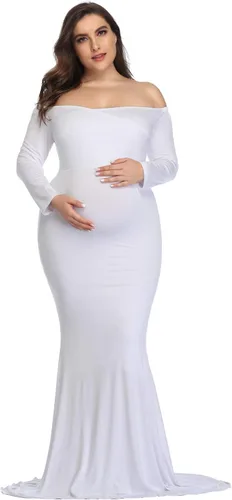 YnimioAOX Vestido de sesión de fotos de maternidad de manga larga elegante maxi vestido de fotografía delgado vestidos elásticos