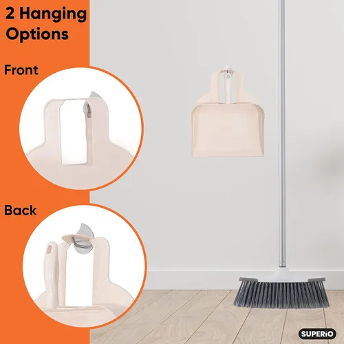 Miniatura 5 de Superio Sartén de plástico resistente con mango de agarre cómodo, color blanco, duradero, ligero, multisuperficie, fácil de barrer, 10 pulgadas