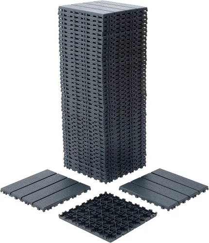 Miniatura 11 de Azulejos de plástico entrelazados para todo tipo de clima, paquete de 44 azulejos de patio de 12 x 12 pulgadas, impermeables, de plástico