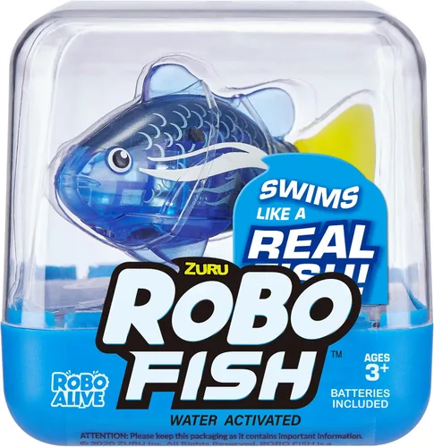 Miniatura 3 de Robo Alive Pez Robótico Robo Fish Peces Robóticos Nadadores (Azul + Rojo Paquete de 2) por ZURU Activado por Agua, Cambia de Color, Viene