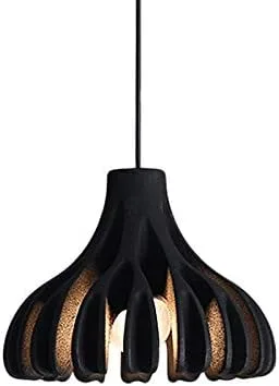Lámpara colgante Lámpara colgante Moderna en forma de granero Coral Macaron Resina 1 Luz E26 Colgante de techo para café Comedor Sala de estar Negro