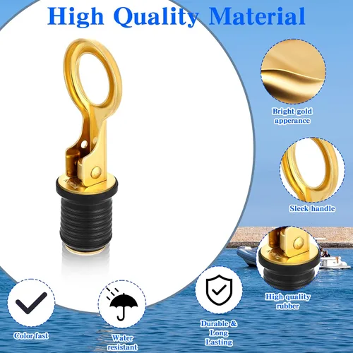 Miniatura 3 de Amyhill 4 Pcs Boat Plugs Snap Handle Boat Plugs for 1 Inch Diameter Marine Drain Twist Metal Rubber Accessories for Lifeboats Fishing Boats Ferries