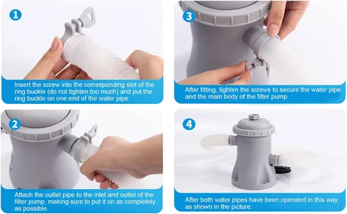 Miniatura 6 de Sistema eléctrico de bomba de filtro de piscina, bomba de filtro de agua reutilizable de bajo ruido con accesorios para bombas de piscina, cartucho