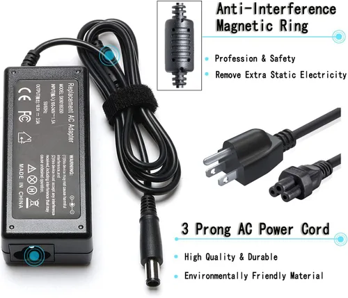 Miniatura 3 de Adaptador de CA de 65 W, cargador para portátil compatible con HP ProBook 4540s 4440s 4530s 4430s 4520s 6570b 6560b 6470b 6550b EliteBook 8460p