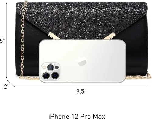 Miniatura 4 de Dasein Bolsos de noche para mujer, bolsos de mano formales para bodas, fiestas, bailes, bolsos con correa para el hombro y solapa con purpurina