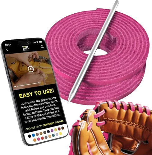 Miniatura 16 de TOFL Kit de encaje para guantes de sóftbol y béisbol Kit de reparación de cordones de guante de encaje 2 cordones de cuero con aguja de cordones