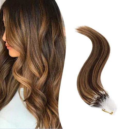 Miniatura 9 de SEGO Extensiones de cabello humano con micro cuentas, extensiones de cabello humano con micro bucle, lacio, natural, fusión fría, 1.76 oz/paquete