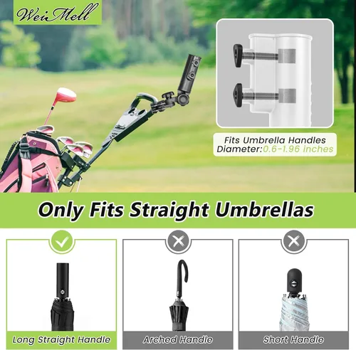 Miniatura 3 de Soporte de paraguas de carrito de golf resistente ajustable en 180° para cochecito, bicicleta, silla de ruedas, silla de ruedas, silla de playa